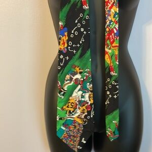 Nicole Miller Vintage 1991 Football Player Game Play Silk Necktie Tie